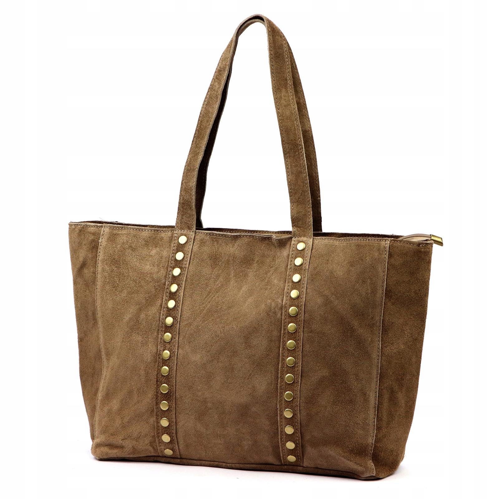 Dámská shopper kabelka ze semišové kůže mokka A4 Luka 25-016