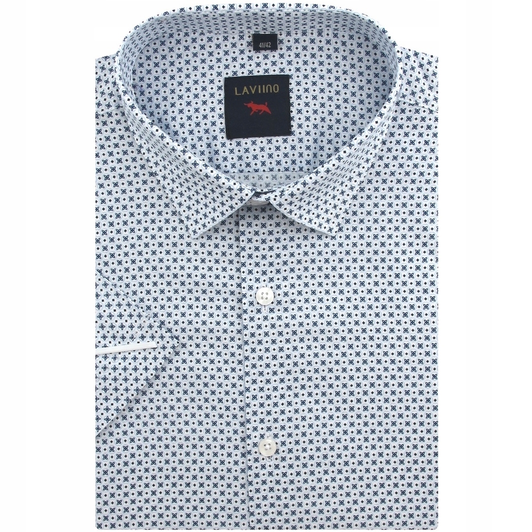 Koszula Męska Wizytowa Błękitna we Wzorki Duża Laviino R242