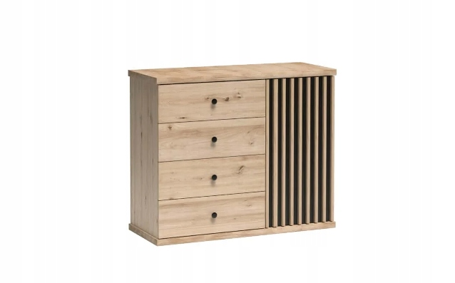 Malá komoda Lamele C-5 Moderní do ložnice Obývací pokoj Police Zásuvky Prostorná