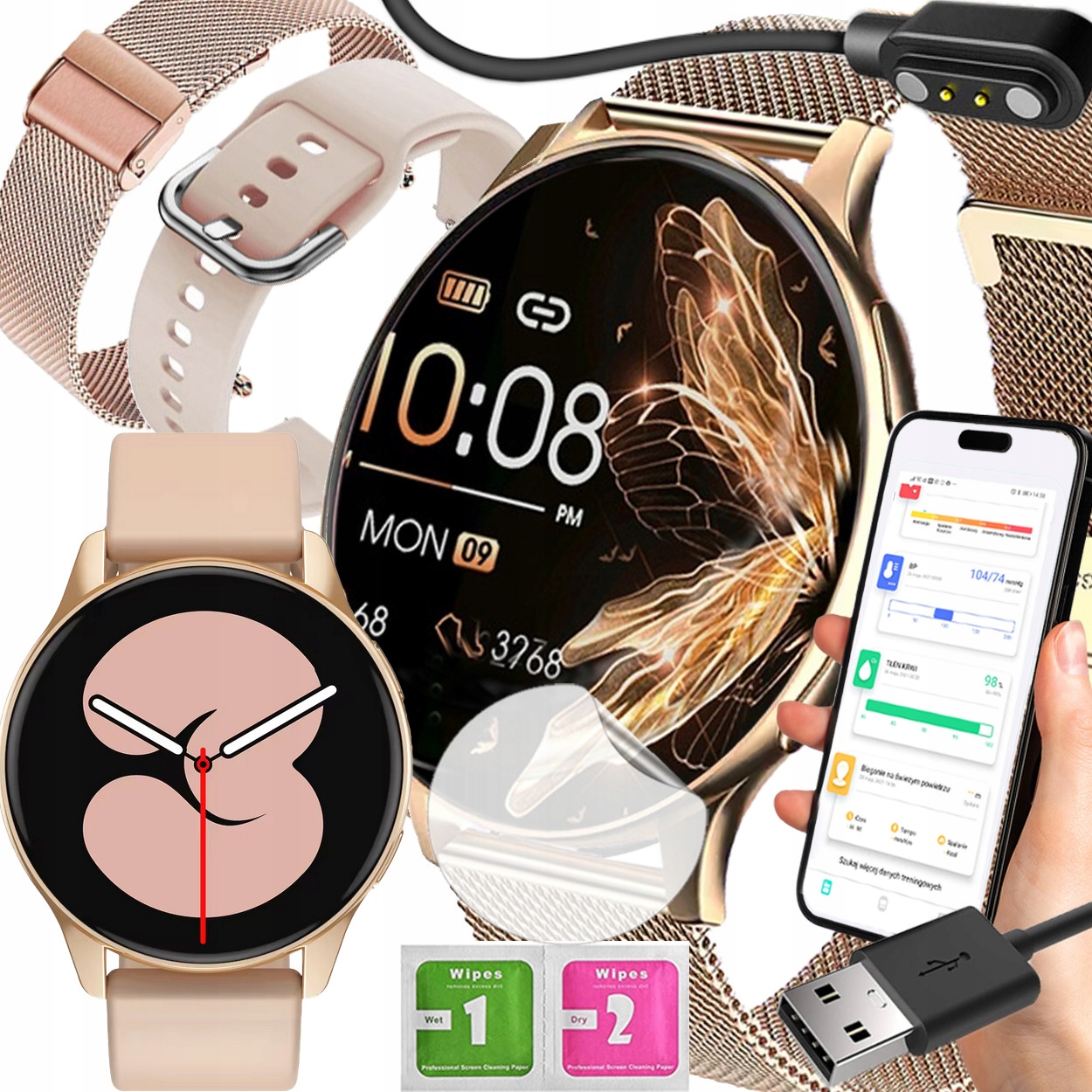 SMARTWATCH ZEGAREK POLSKIE MENU ROZMOWY SPORT SMART WATCH DAMSKI LIMITED