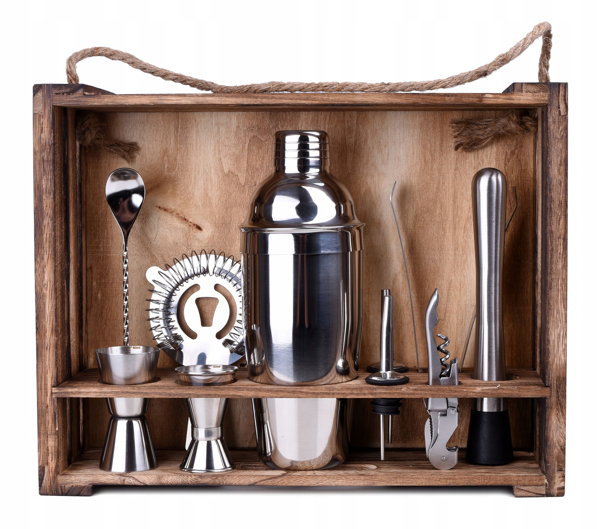 Barmanská Sada Na Nápoje Shaker Logan V Bambusové Krabičce Jako Dárek