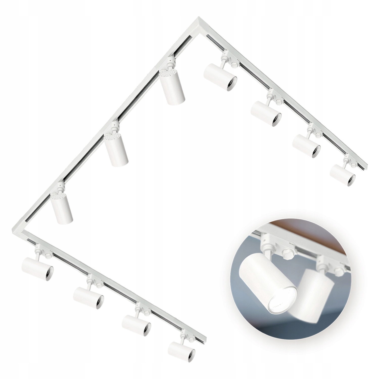 3-fázový kolejnicový systém 3x kolejnice 1 m, 2x spojka L, 11x reflektor GU10 Bílý