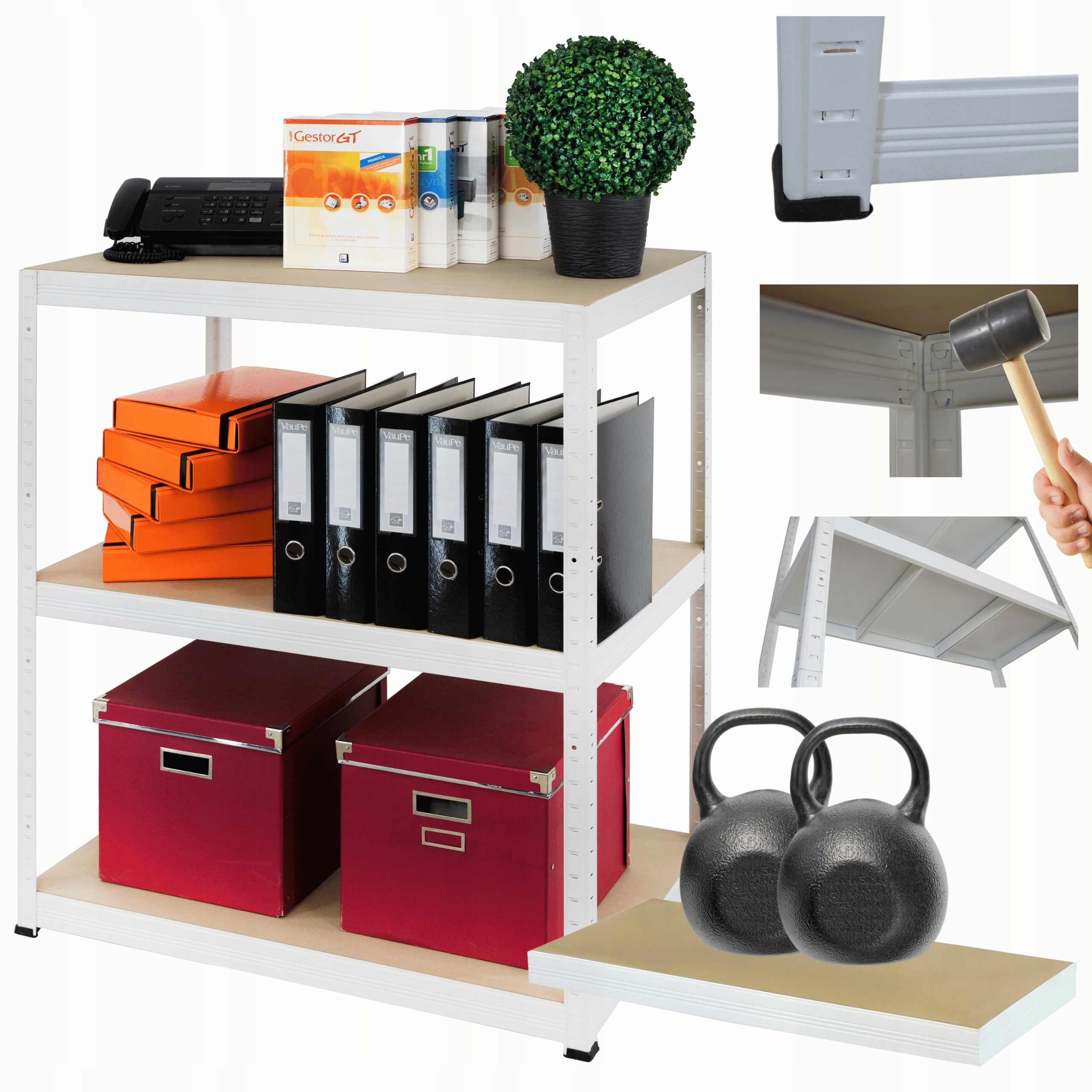 Skladovací regál garážový kovový stojan Helios 106x75x45 cm 3Px275 kg