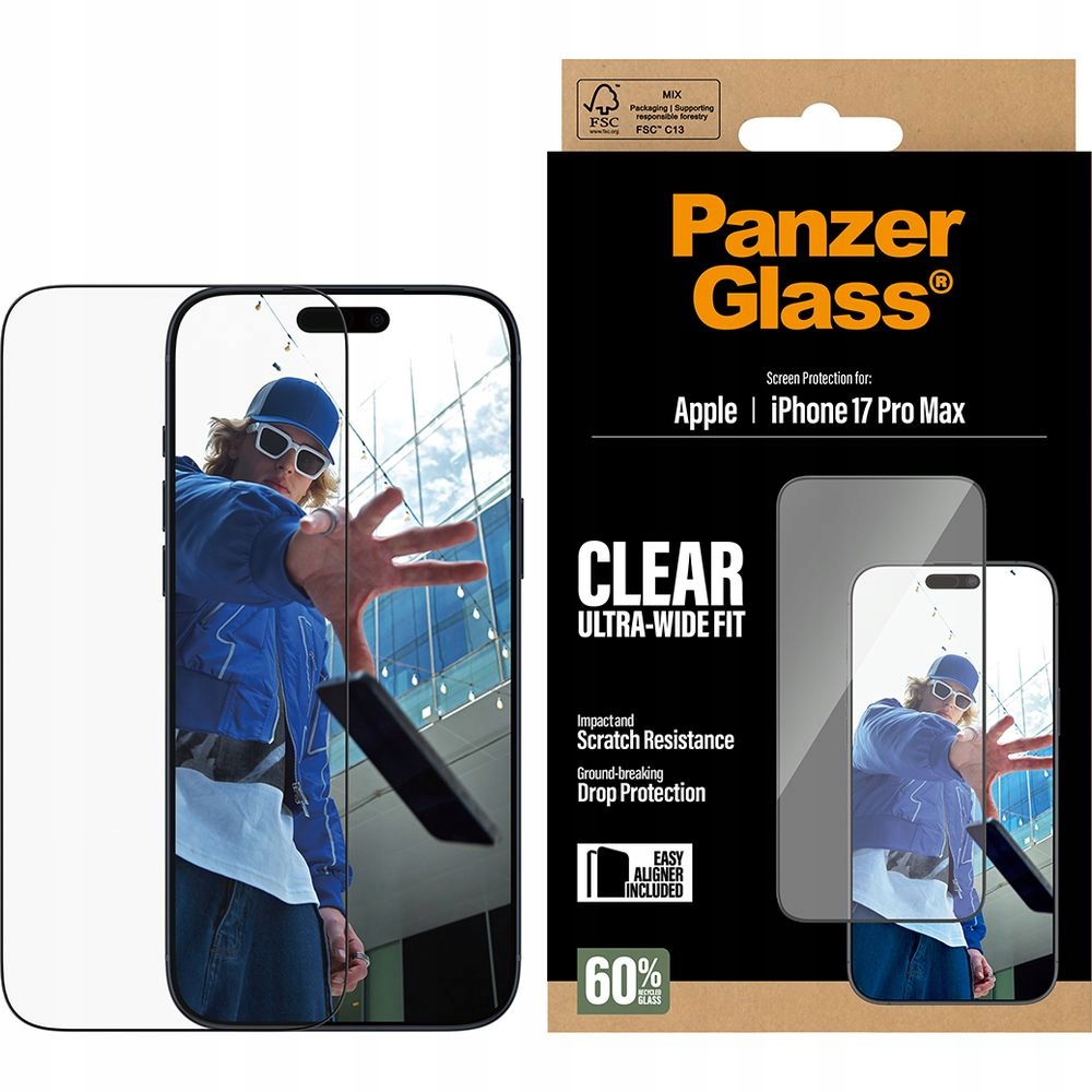 Tvrzené sklo pro iPhone 17 Pro Max PanzerGlass silné na displej aplikátor