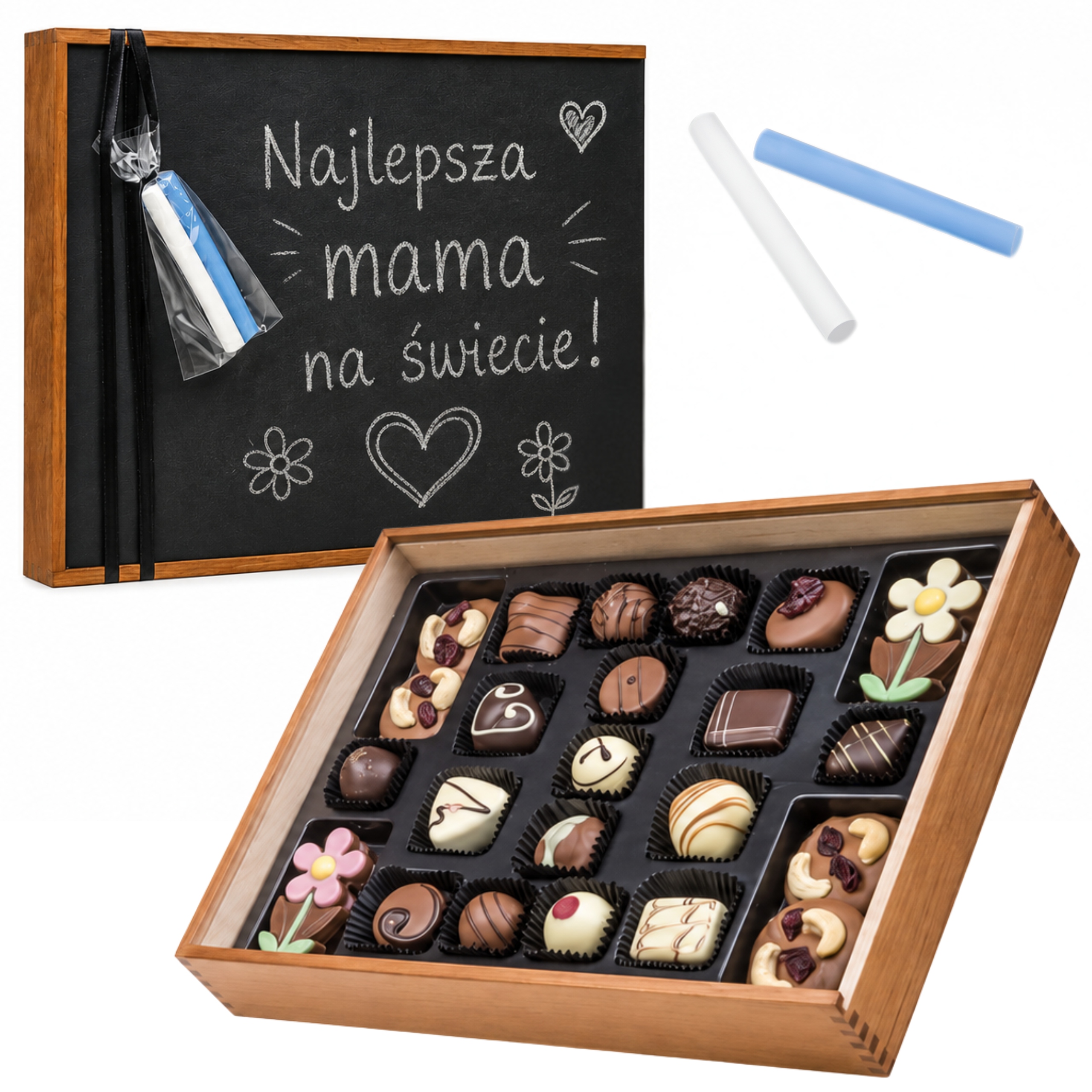 Dárek pro maminku Pralinky Belgické čokoládové tabule s křídou 300 g