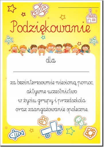 

Dyplom: Podziękowanie Dla Rodziców Przedszkole