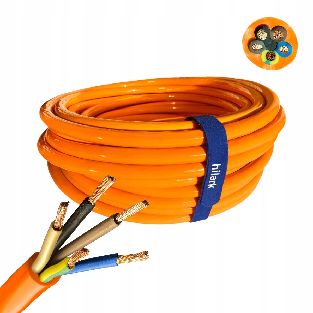 Elegantný kábel Pur H07BQ-F 5x2,5 Linka Oranžová Veľmi Silná 20 m