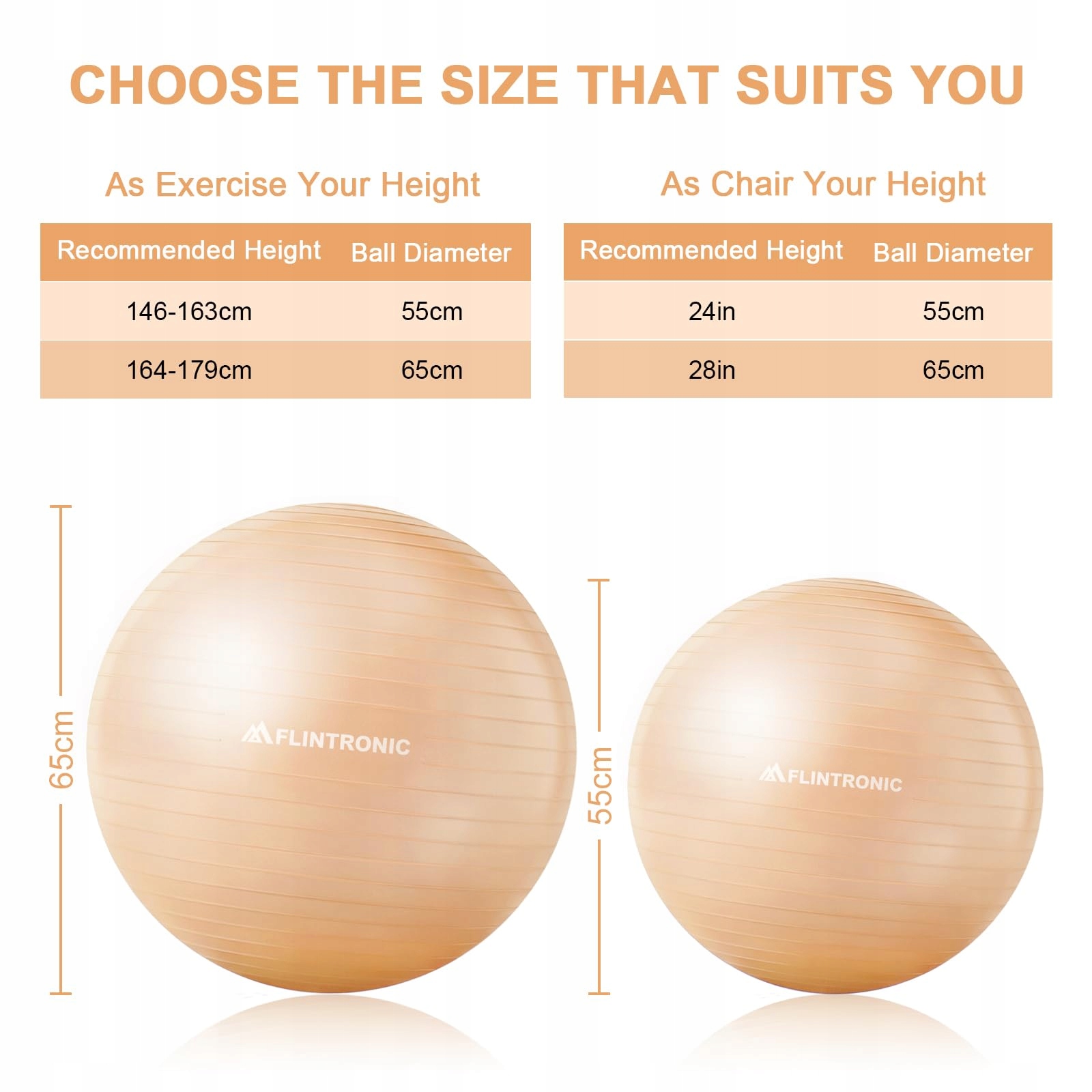 FLINTRONIC Piłka Gimnastyczna 65cm Antypoślizgowa Do Jogi Pilates Roségold — miniatura 2