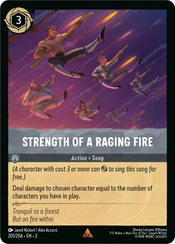Disney Lorcana Strength Of A Raging Fire 2ROF #201