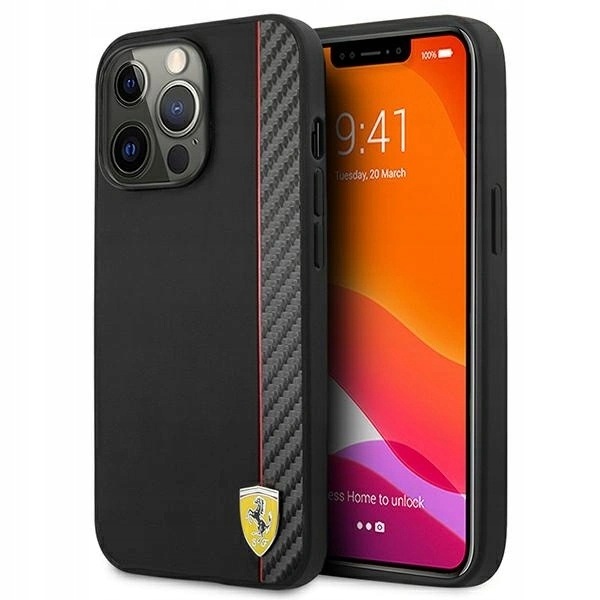 Etui Ferrari On Track Carbon Stripe na iPhone 13 13 Pro czarne