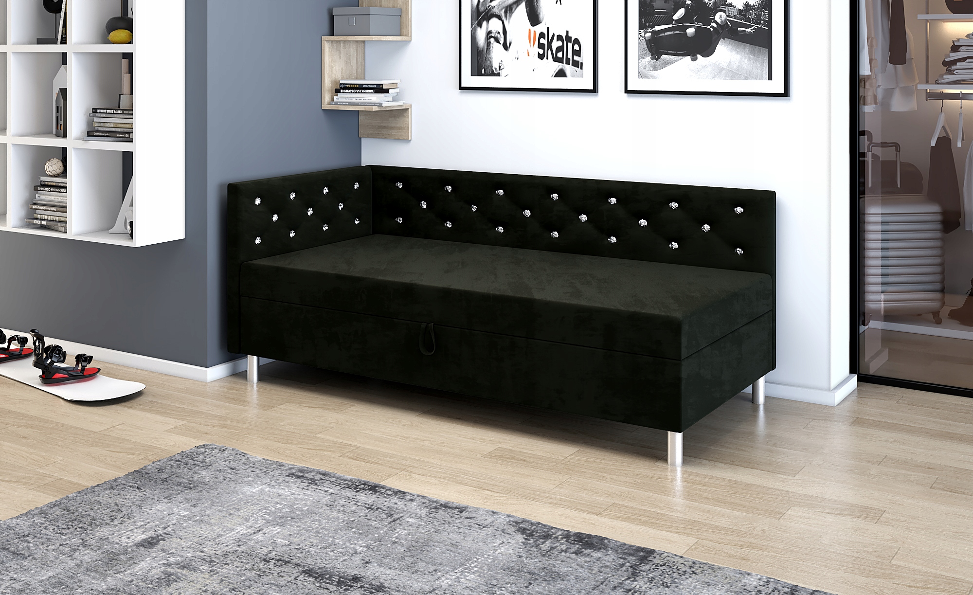 Łóżko Tapczan młodzieżowy welur Princess+ 120x200 Materiał korpusu inny