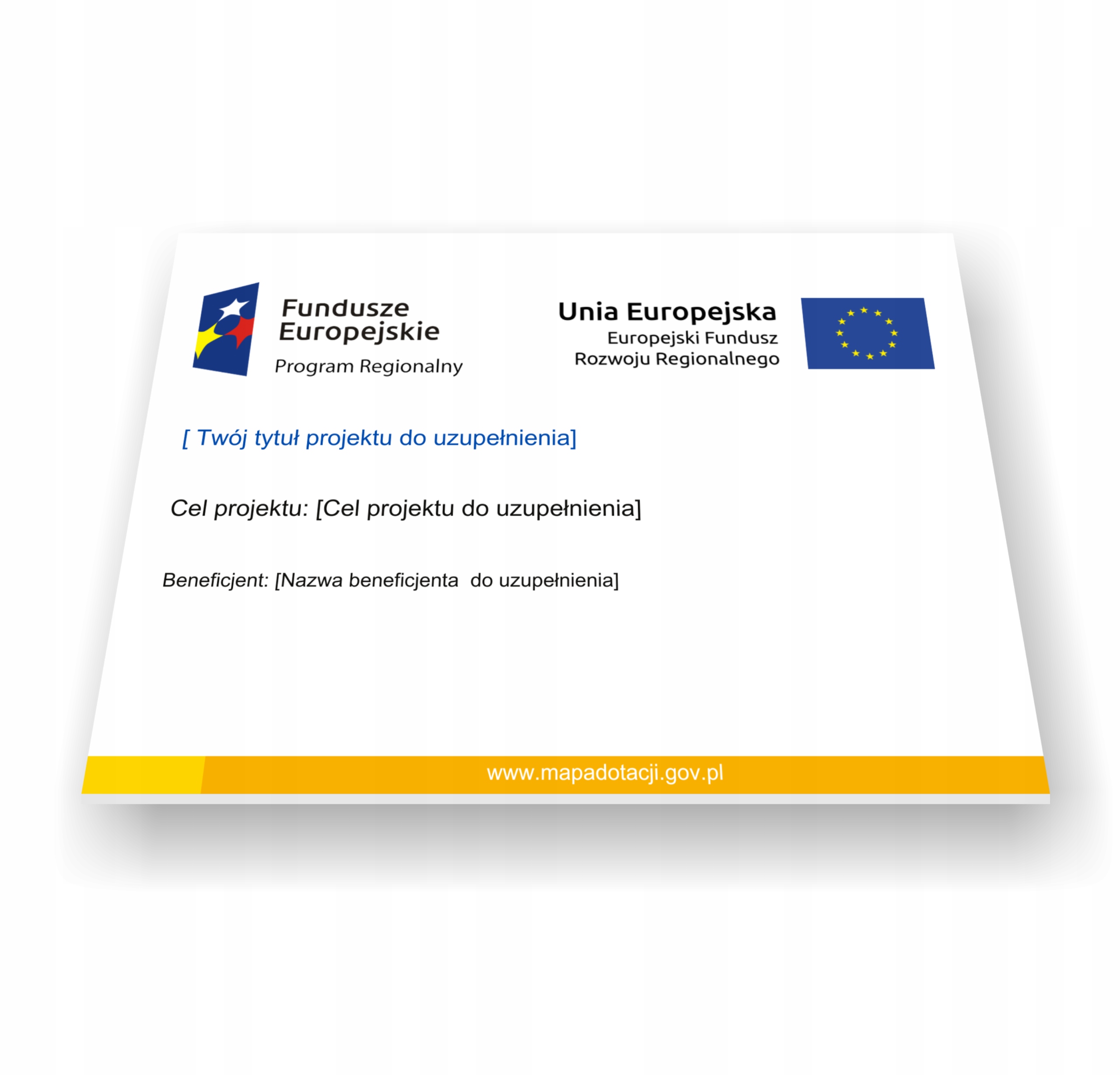 Tablica UNIJNA Druk UV | 42x30cm A3 | Mapa dotacji GOV Kolor biały