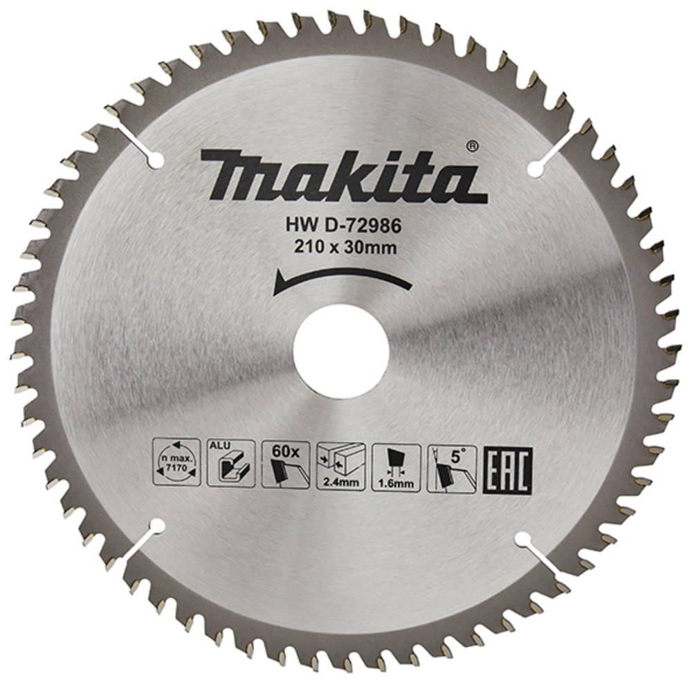 Makita Tarcza piła do cięcia aluminium miedzi brązu 210x30 60 Zębów D-72986