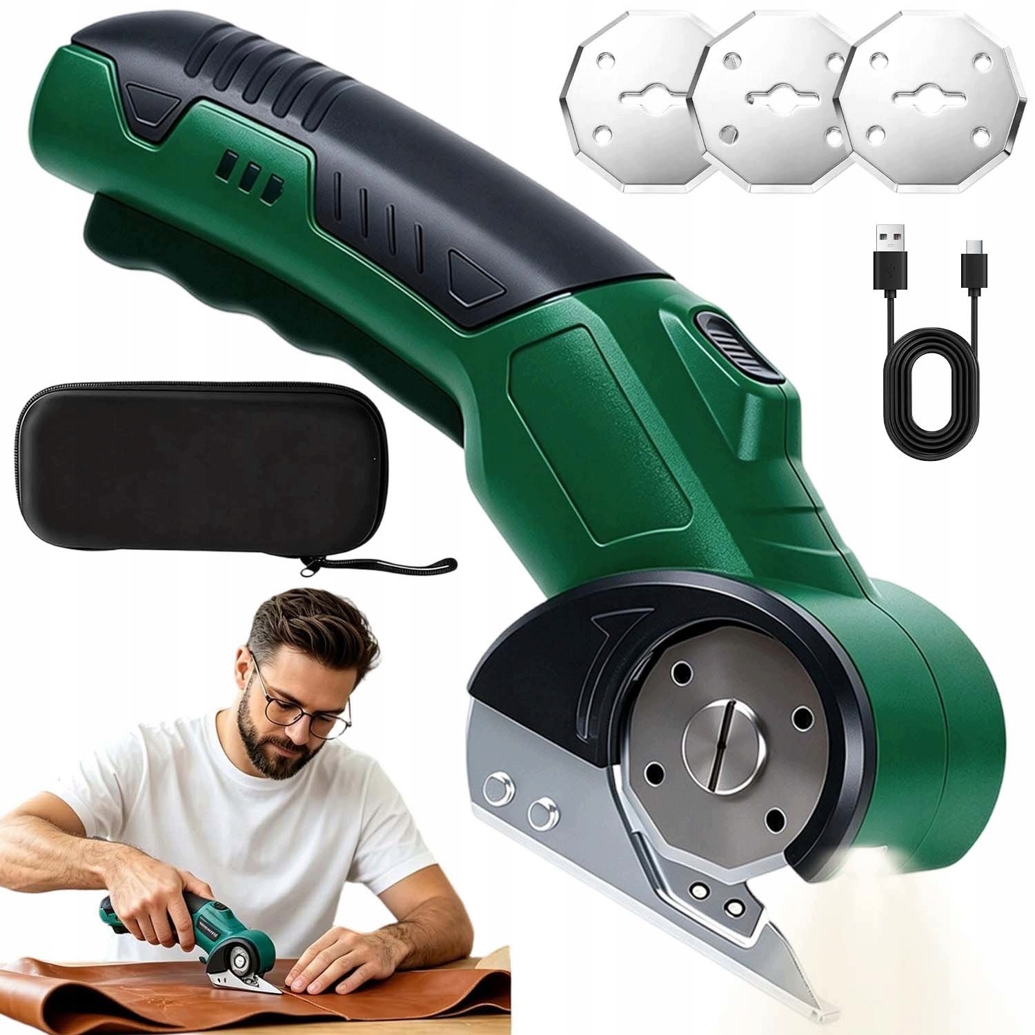 Elektrické Krejčovské Nůžky Na Stříhání Tkanin, Bezdrátový Usb Kufr