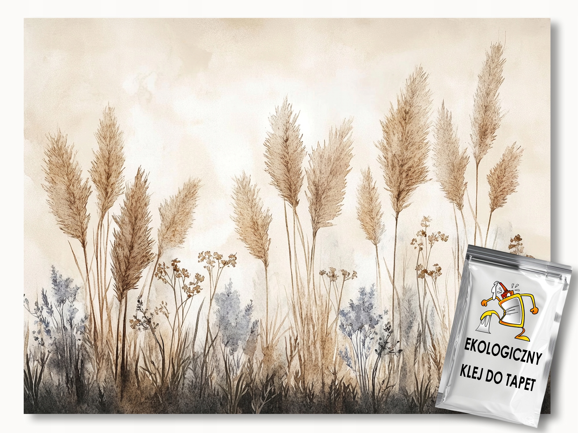 Fototapeta Flizelina Zahrada Pole Louka Trávy Hnědá Béžová Boho 350x250 110g