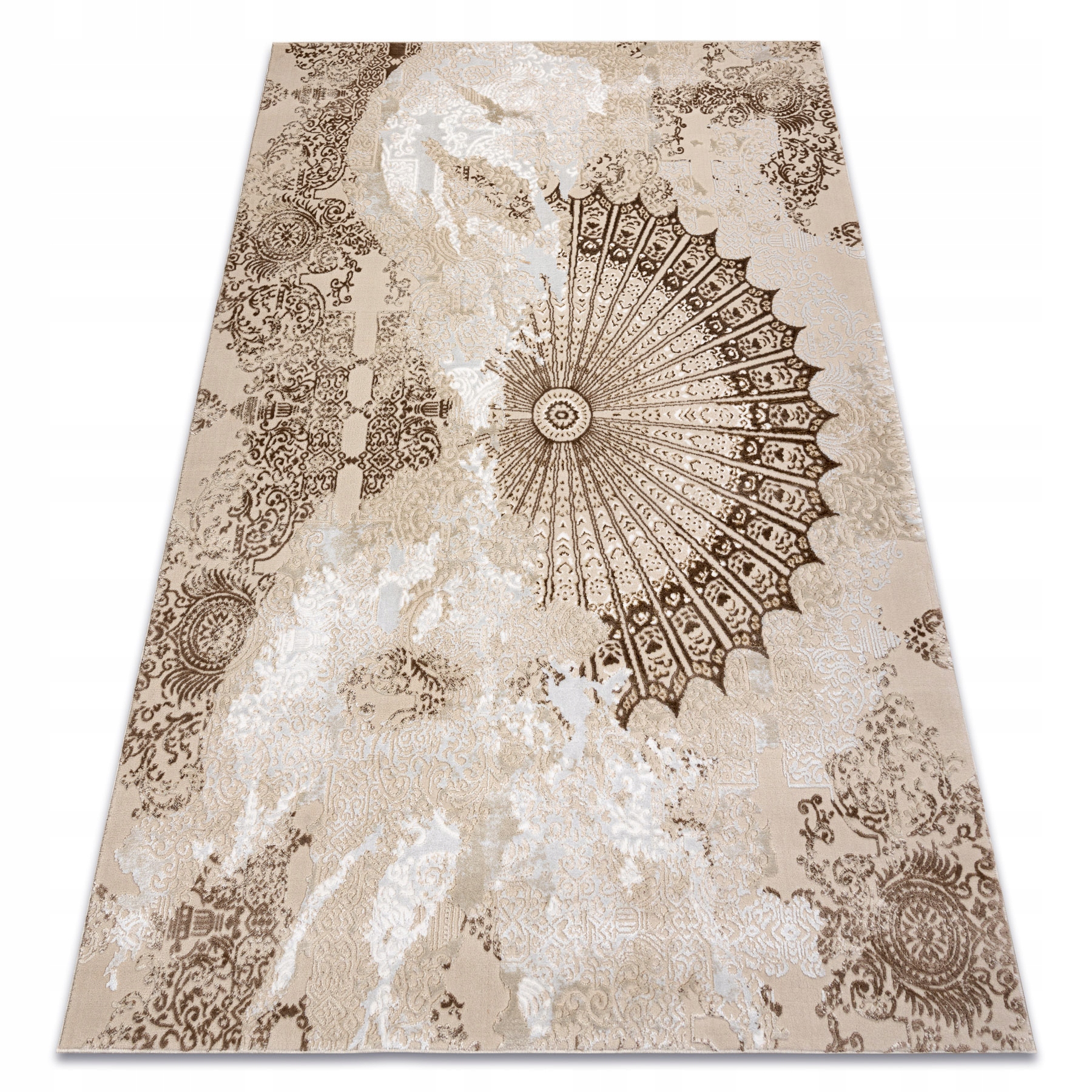 Dywan Strukturalny Dwupoziomowy glamour Abstrakcja beż/biały 160x220 cm
