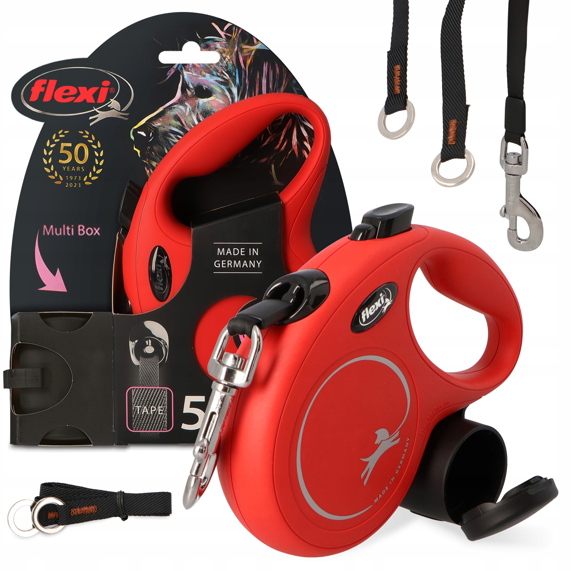 Vodítko Automatická Psa 5 m Flexi Páska Nádoba Sáčky Pochoutky Multi 3O