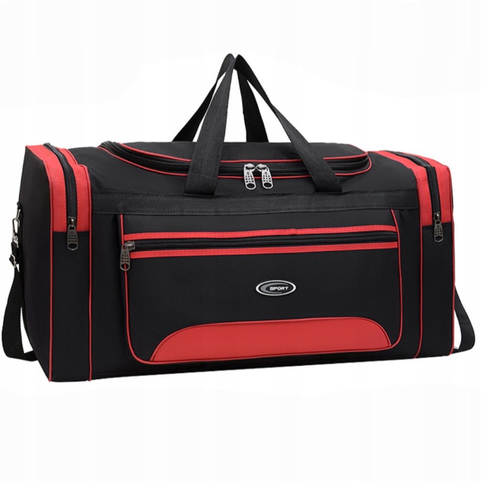 Torba sportowa czerwony czarny Podróżna na basen bagaż na ramię 90 cm 100l