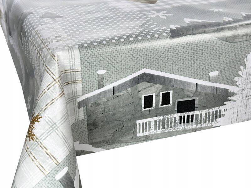 CERATA OBRUS ZIMOWA SZARY DOMEK WYMIAR NA METRY Marka bez marki