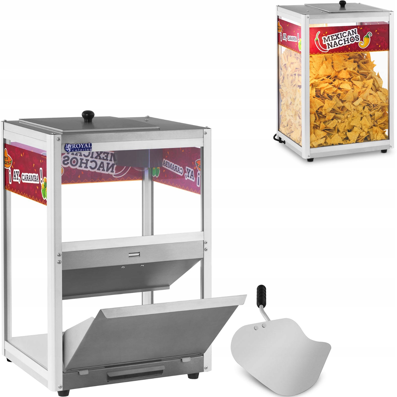 Ohrievač vykurovacích vitrín pre nachos, popcornové oriešky, lopatka