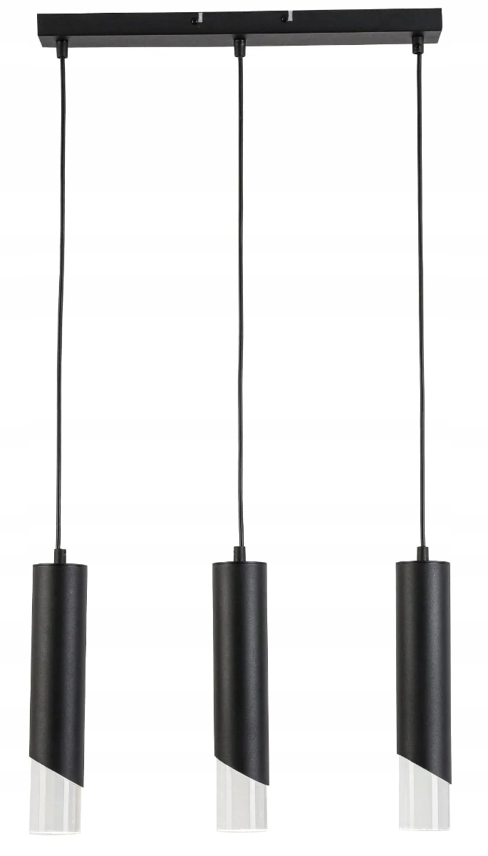 Industriálna moderná dekoratívna závesná lampa s tromi čiernymi trubicami Reality