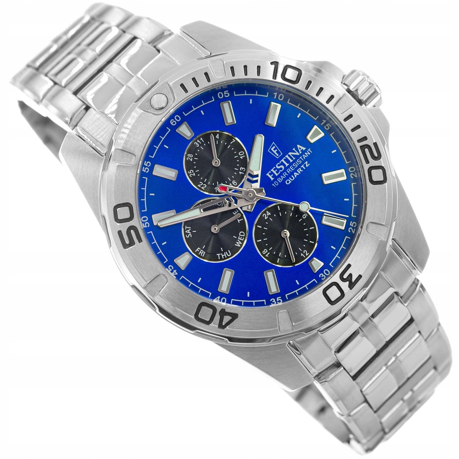 Pánské Hodinky Festina F20445/4 Multifunction Stříbrné Na Náramku 100 M
