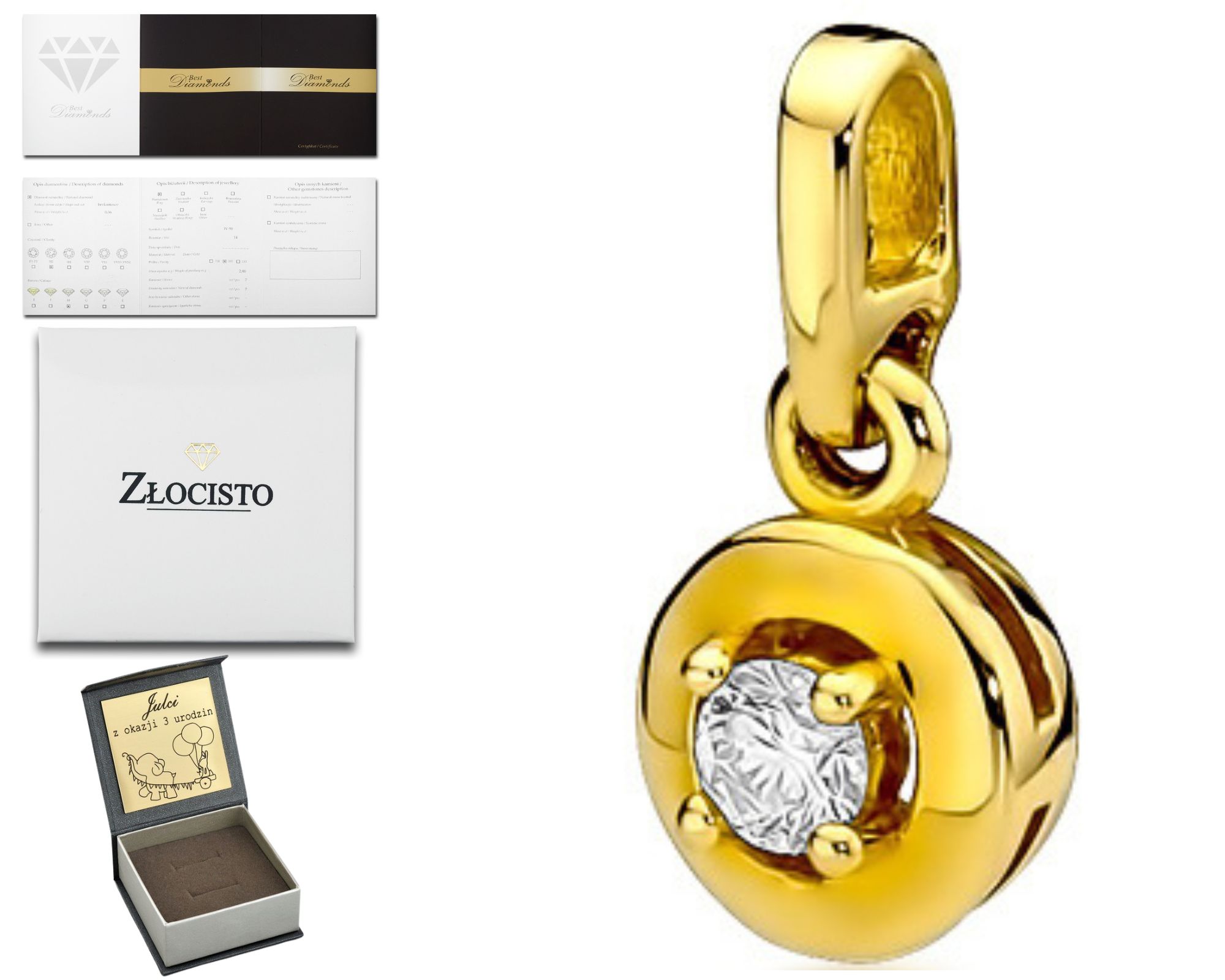 Zlatý Přívěsek S Briliantem 585 Diamant Přívěsek
