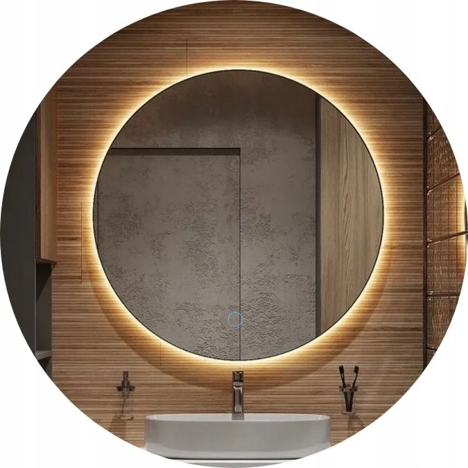 Okrúhle Zrkadlo Led 65 CM, Dotykový Spínač, Podsvietené Led Cob