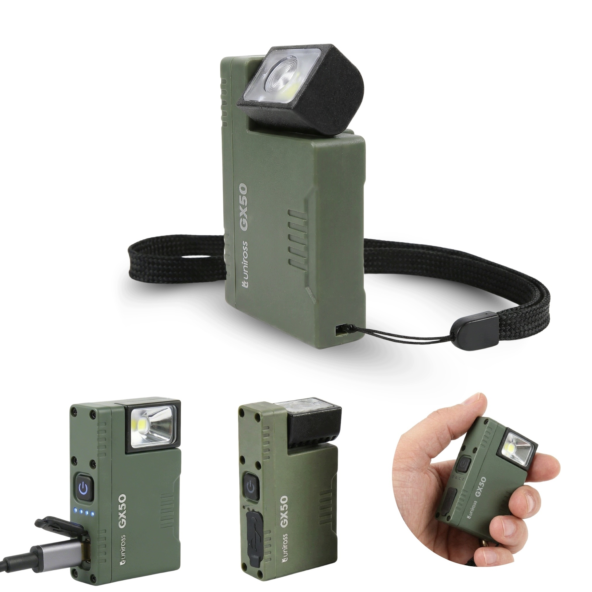 Latarka Ręczna Edc Akumulatorowa 500mAh Obrotowa IP44 Biała Rgb 5W 150LM