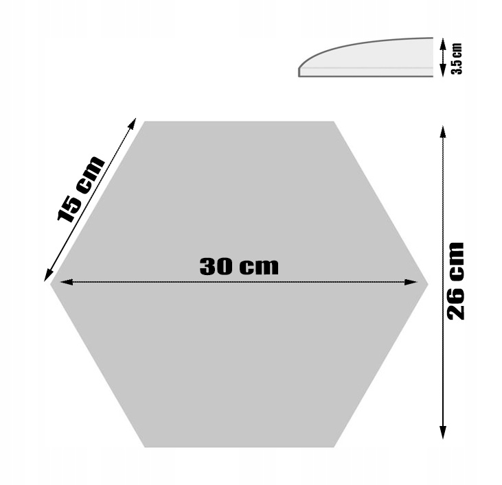 Panele tapicerowane heksagon 30 x 26 plastry miodu soft Wysokość mebla 26 cm