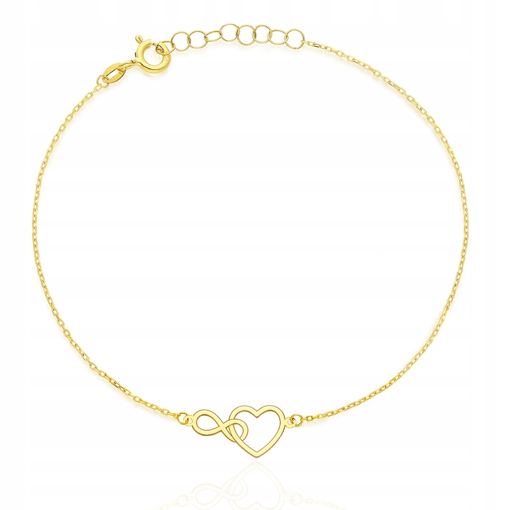 Zlatý náramek srdce s nekonečnem Pr. 585