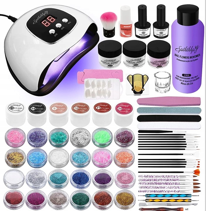 Spththhpy Zestaw do paznokci akrylowych z lampą UV/ LED