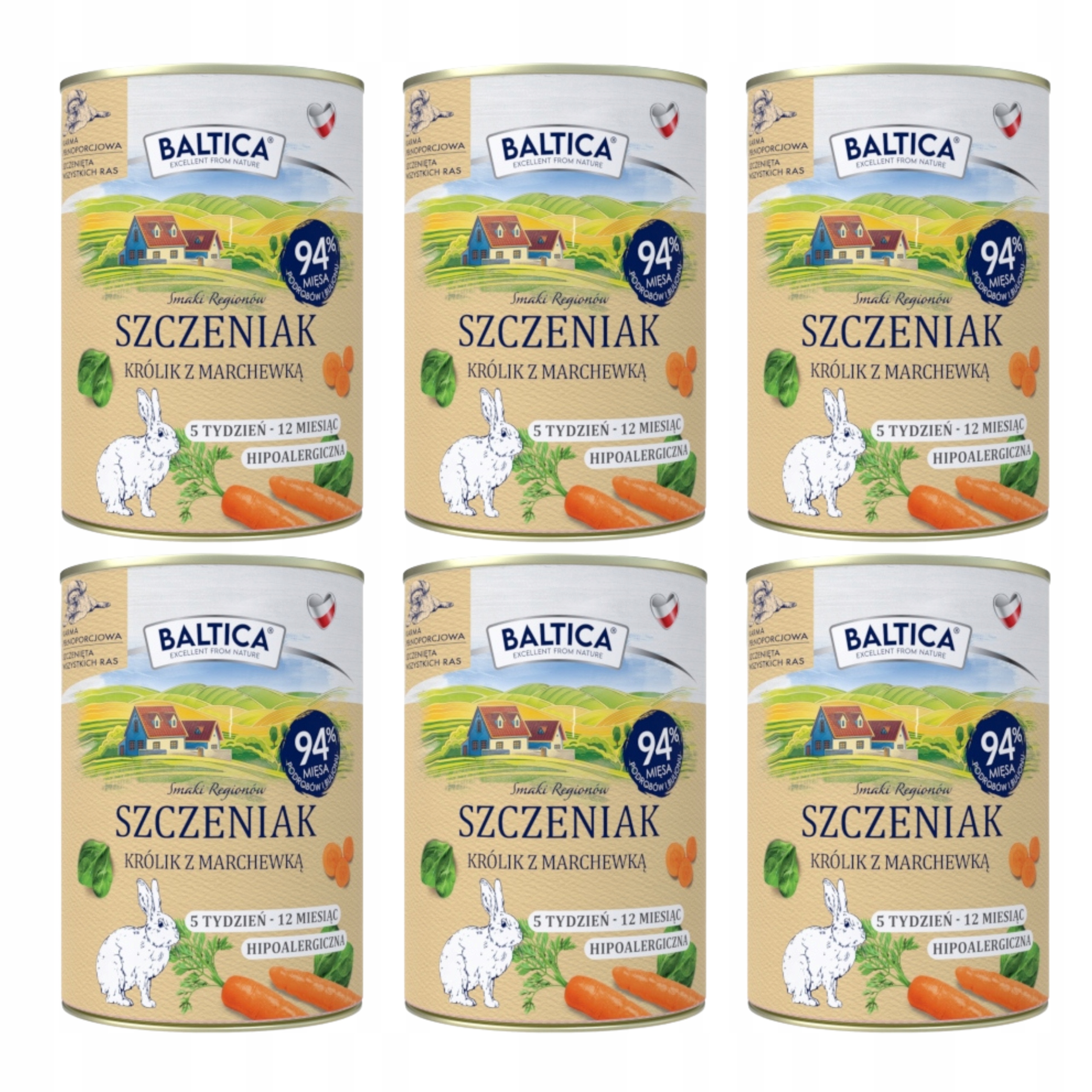 Baltica mokra karma dla szczeniaka, królik z marchewką. Puszka 400g