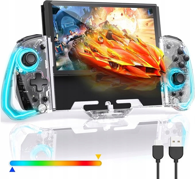 Przewodowy Kontroler Etui Case Do Nintendo Switch Oled Przezroczysty Rgb