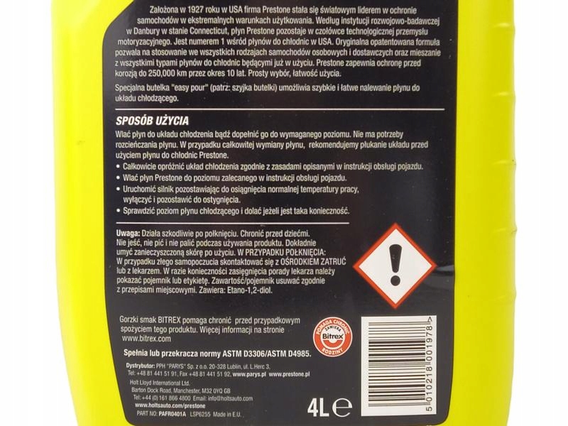 PRESTONE -37 GOTOWY PŁYN DO CHŁODNIC 4L Producent Prestone