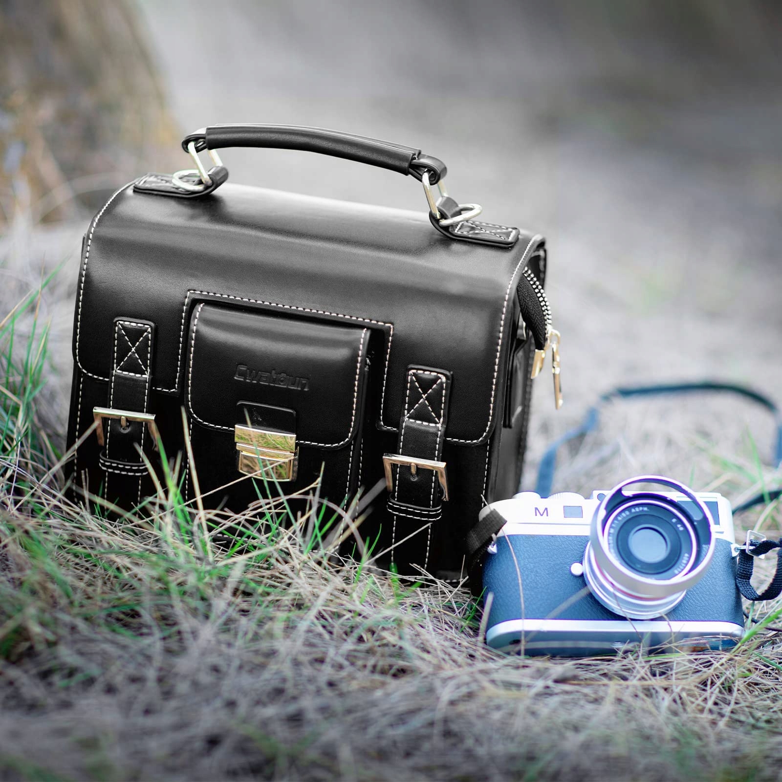 CWATCUN Torba Na Aparat Retro Wodoodporna Kompatybilna Z Canon Nikon Sony — miniatura 9
