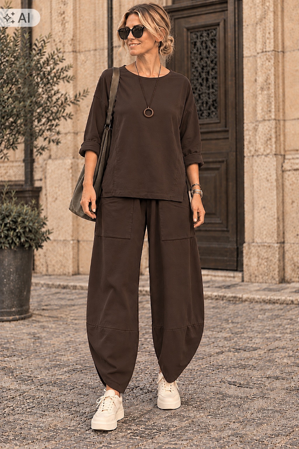 dámský italský teplákovka komplet karate Stella Milani tmavě hnědý M/L/XL