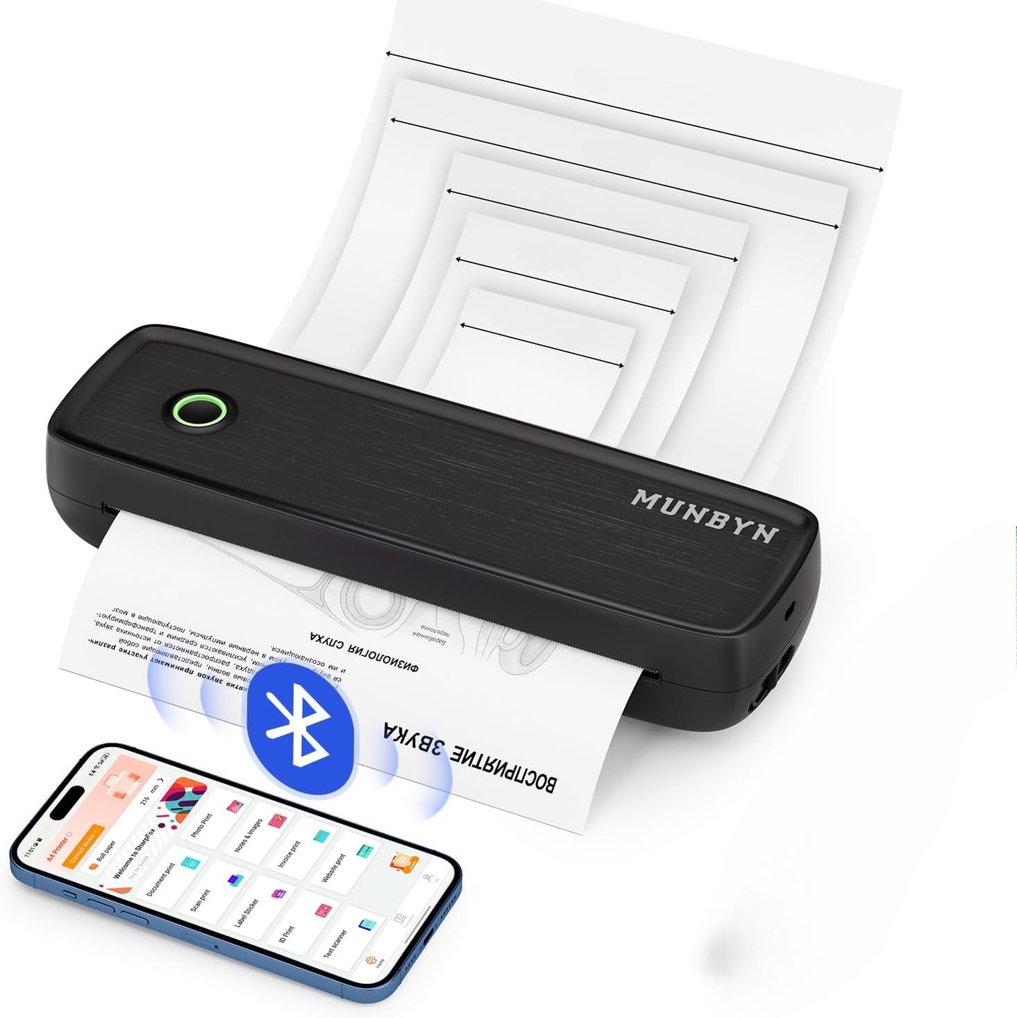 Drukarka Bluetooth Termiczna Munbyn ITP04 Bezprzewodowa Przenośna Podróżna