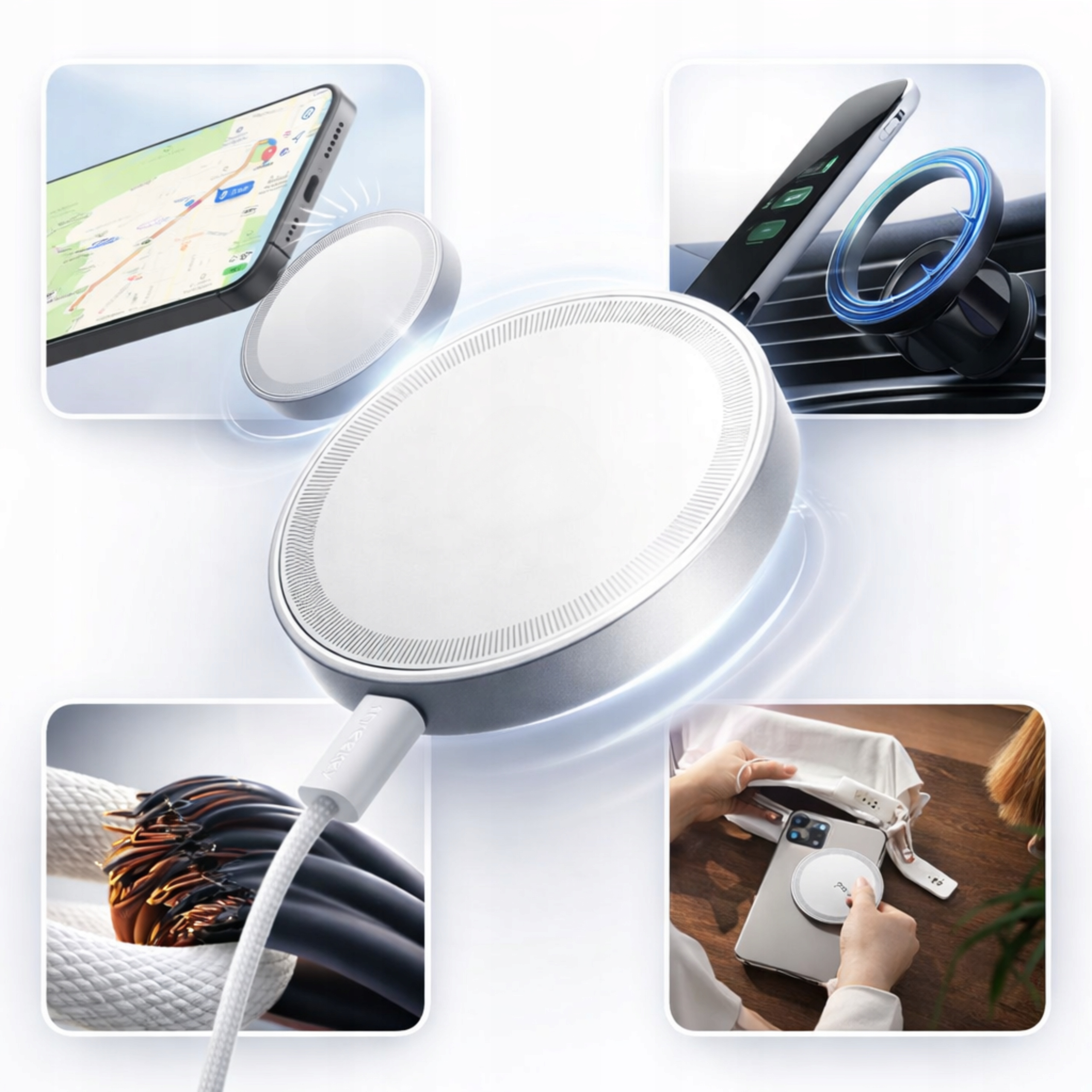 Indukční nabíječka MagSafe 15W magnetická pro iPhone 12-17 Galaxy Malá