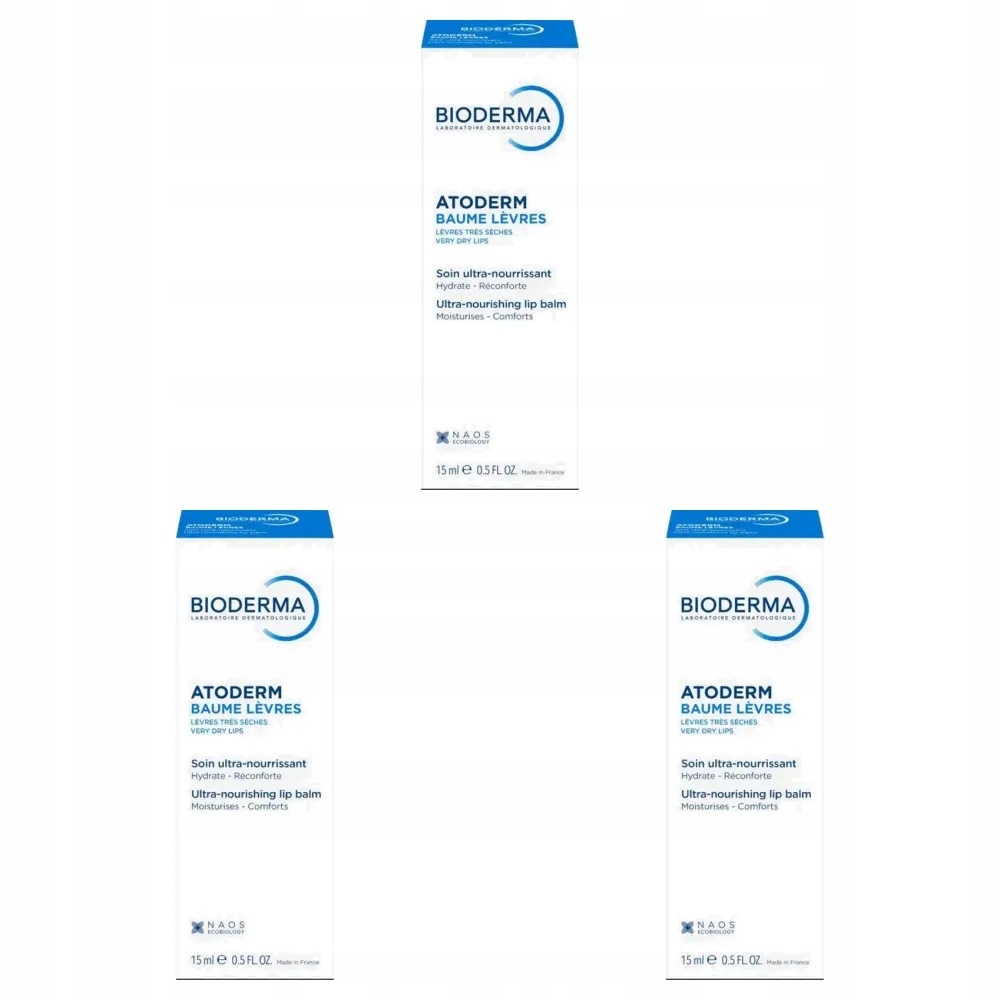 3x Bioderma Atoderm Baume Lèvre, 15 ml