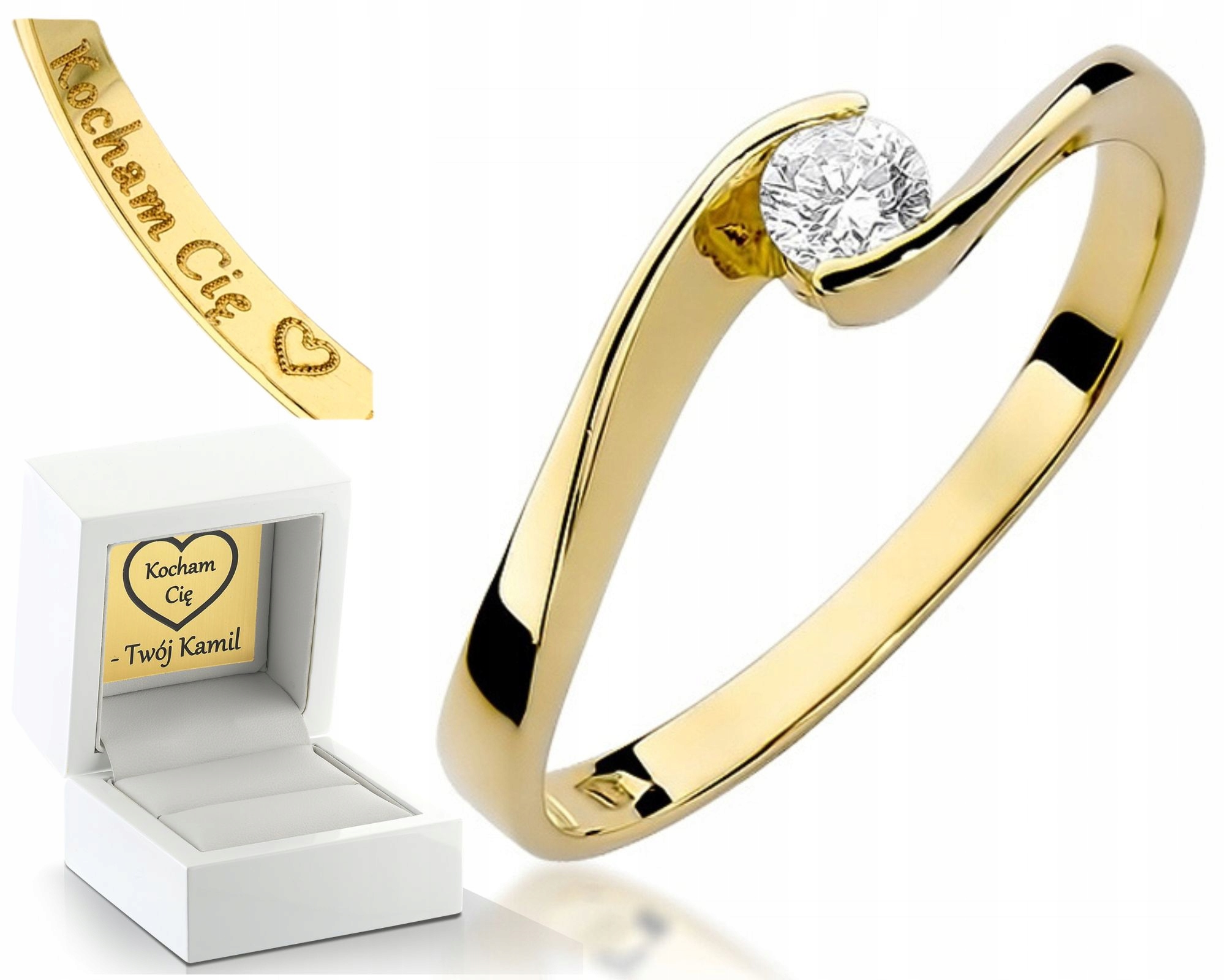 Zlatý Prstýnek S Briliantem 585 Gravírování Bonus Zásnubní Dárek