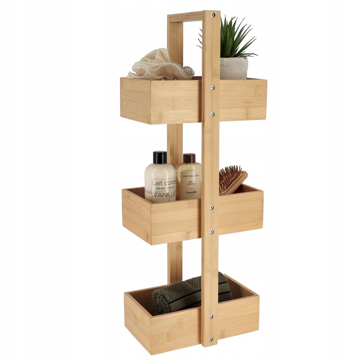 Organizer do łazienki Szafka Na kosmetyki przybory 3 poziomy 66 cm Bambus