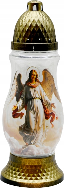 Znicz Powlekany Grafiką z Aniołem wysokość 28cm