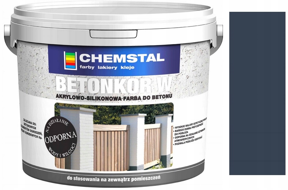 Chemstal Farba Do Betonu Ogrodzeń Betonkor W Akrylowo-silikon. Antracyt 10L