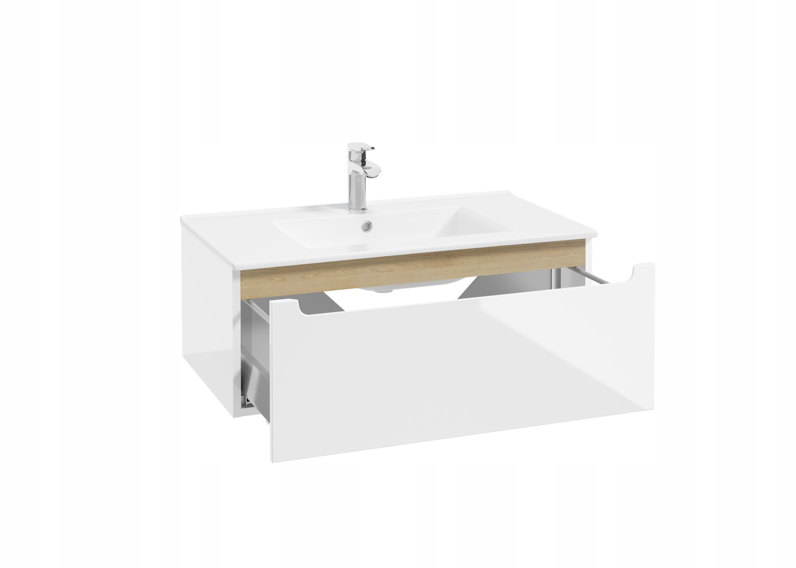 BIAŁA Szafka z UMYWALKĄ 80 cm 1x SZUFLADA Połysk Marka inna