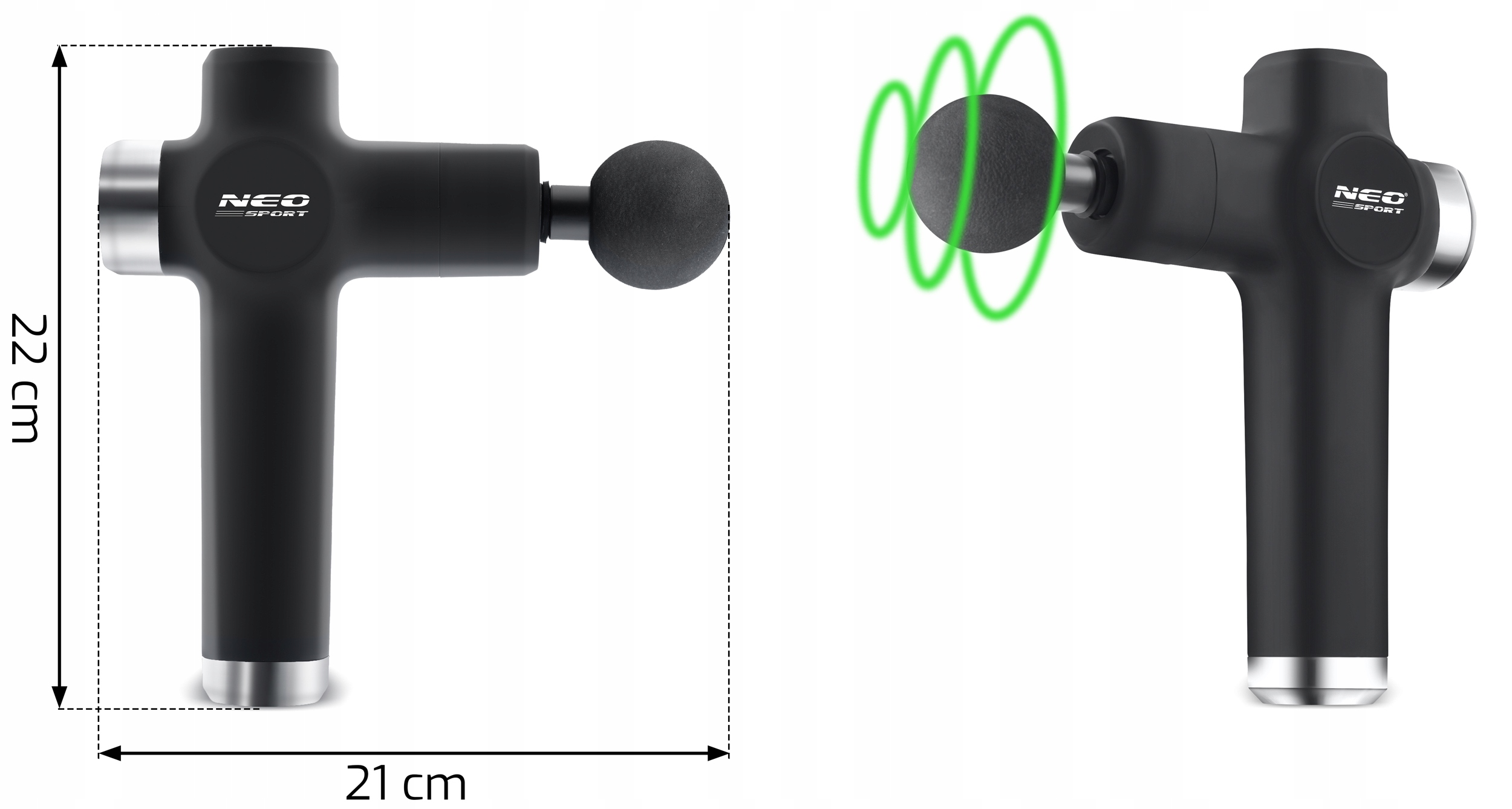 МАСАЖНИЙ ПІСТОЛЕТ ДЛЯ ТІЛА МАСАЖ СПИНИ МАСАЖНИЙ ПІСТОЛЕТ NEO-SPORT Домінуючий колір чорний