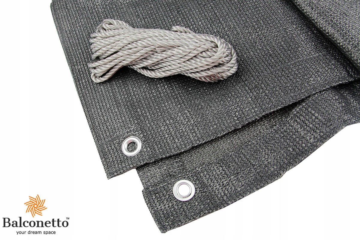 OSŁONA NA BALKON 95% GRAFITOWA NA TARAS PŁOT MATA BALKONOWA 1x6m + OCZKA Marka inna