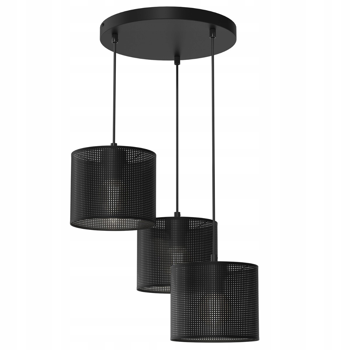Trojitá závesná lampa čierna okrúhla 45 cm, sieťka do jedálne Luminex