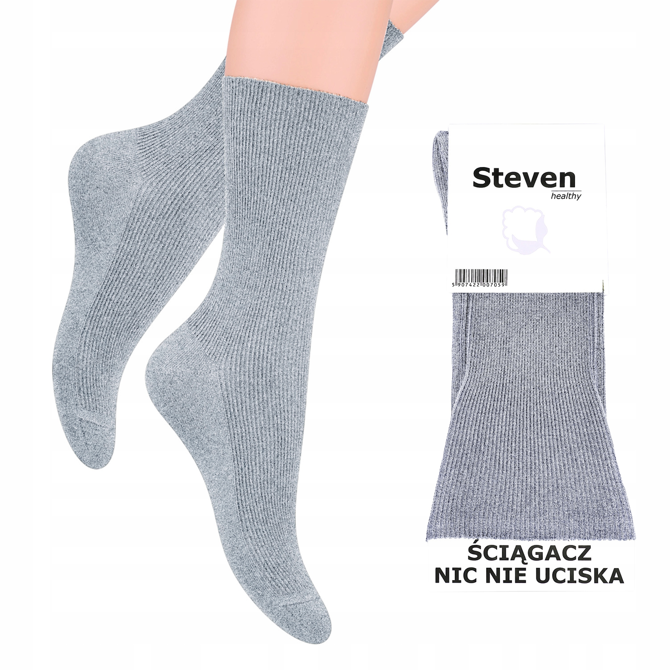 

Skarpety Bezuciskowe popiel melanż Steven 43-46