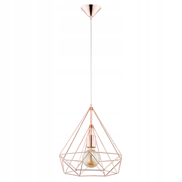 Diamantová zlatá lampa Basket II Miedziana lesklá glamour do jídelny